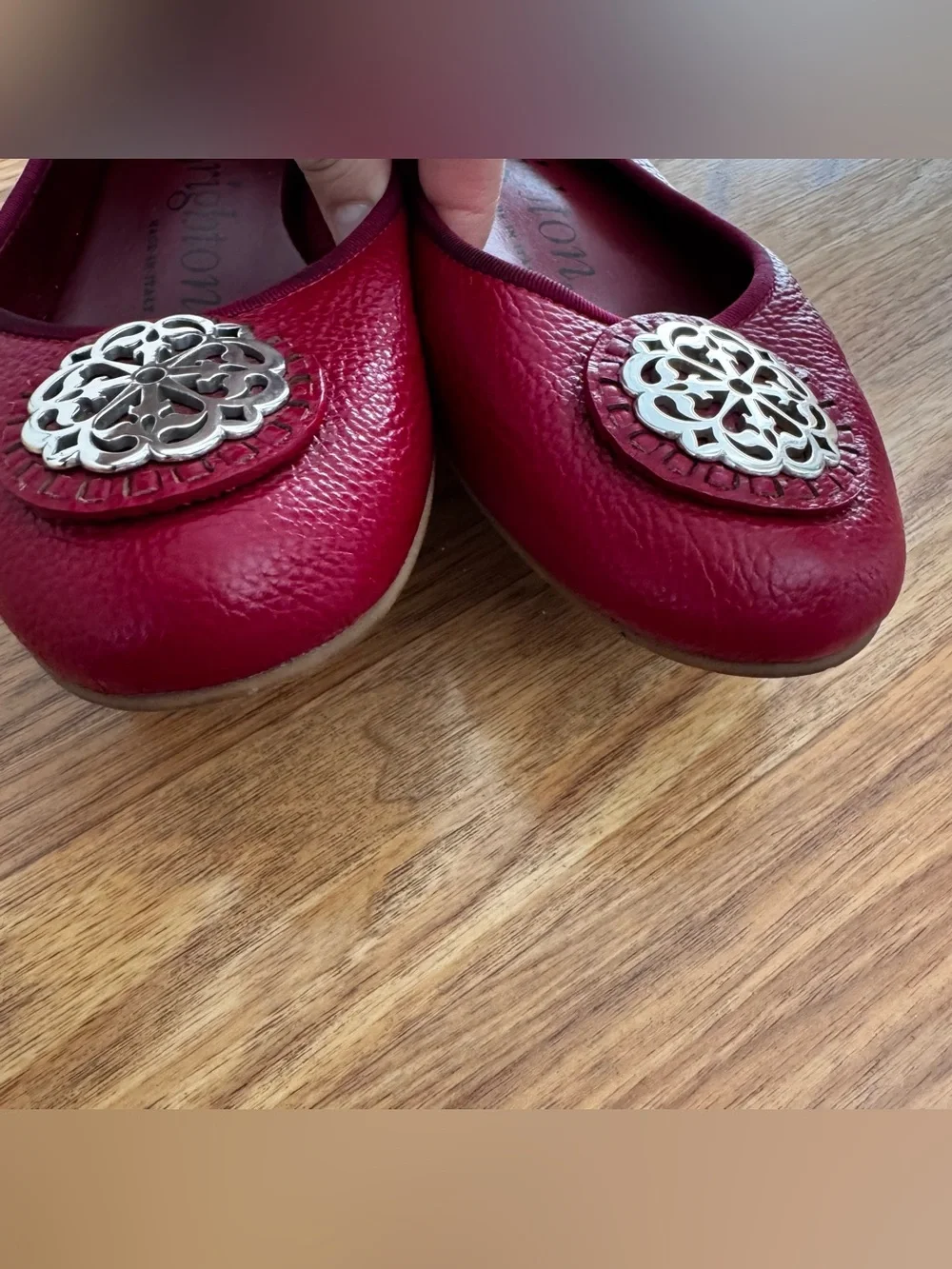 Brighton Aleta Ballerinas Red Lipstick Pebbled Leather Ballet Flats Italy 7.5